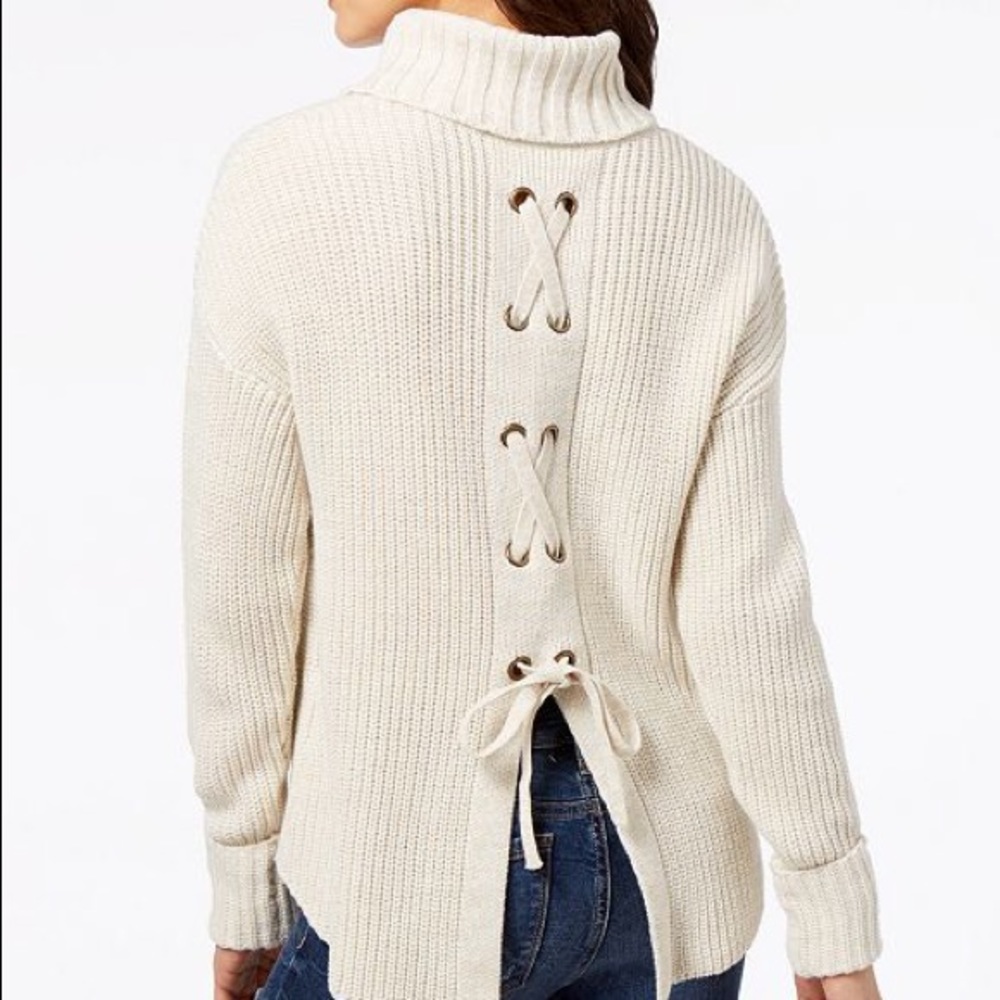 American Rag Lace Up Back Turtleneck Sweater